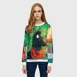 Свитшот женский Лошадь моется в ванной, цвет: 3D-белый — фото 2