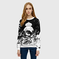 Свитшот женский Реал Мадрид краски текстура, цвет: 3D-белый — фото 2