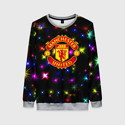 Свитшот женский Манчестер Юнайтед праздничные огни, цвет: 3D-меланж
