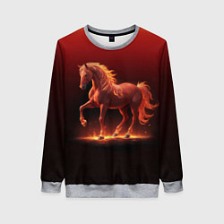 Свитшот женский Узор с конем огнем, цвет: 3D-меланж