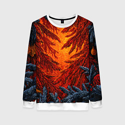 Свитшот женский Новогодние ветки елок, цвет: 3D-белый