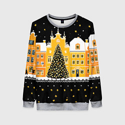 Свитшот женский Новогодняя ночь в городе, цвет: 3D-меланж