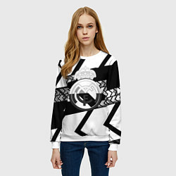 Свитшот женский Реал Мадрид краски полосы, цвет: 3D-белый — фото 2