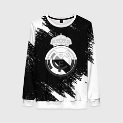 Свитшот женский Реал Мадрид черно белые краски, цвет: 3D-белый