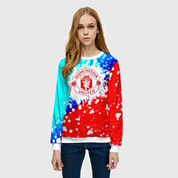 Свитшот женский Манчестер Юнайтед неон, цвет: 3D-белый — фото 2