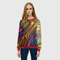Свитшот женский Сморщенные складочки жидкости, цвет: 3D-красный — фото 2