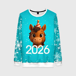 Свитшот женский Голова лошадки, цвет: 3D-белый