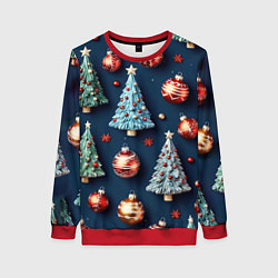 Свитшот женский Новгодний паттерн, цвет: 3D-красный