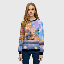 Свитшот женский Новогодняя милая мышка, цвет: 3D-черный — фото 2