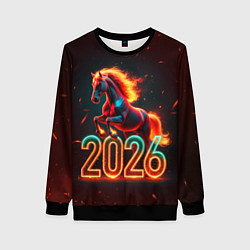 Свитшот женский Светящаяся лошадь 2026, цвет: 3D-черный