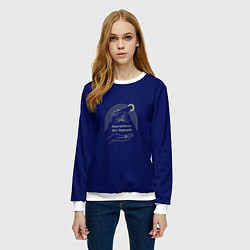 Свитшот женский Бережёного бог бережёт синий с золотистым, цвет: 3D-белый — фото 2