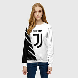 Свитшот женский Ювентус полосы геометрия текстура, цвет: 3D-белый — фото 2