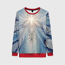 Свитшот женский Ледяной перьевой орнамент со светом, цвет: 3D-красный