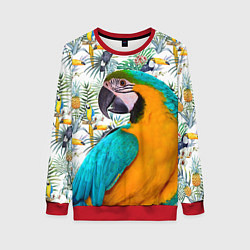 Свитшот женский Летний попугай, цвет: 3D-красный