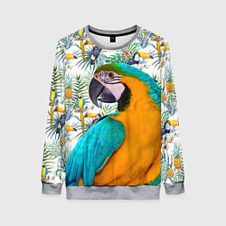 Свитшот женский Летний попугай, цвет: 3D-меланж