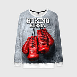 Свитшот женский Boxing Russia, цвет: 3D-белый