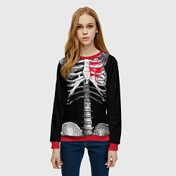Свитшот женский Скелет с сердцем, цвет: 3D-красный — фото 2