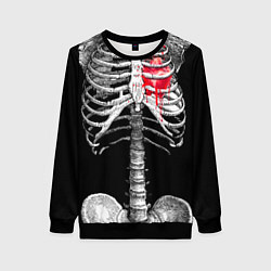Свитшот женский Скелет с сердцем, цвет: 3D-черный