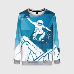 Свитшот женский Горы и сноубордист, цвет: 3D-меланж