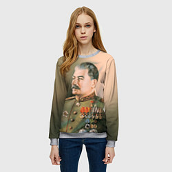 Свитшот женский Иосиф Сталин, цвет: 3D-меланж — фото 2