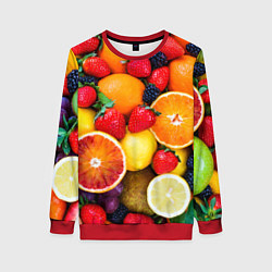 Свитшот женский Мультифрукт, цвет: 3D-красный