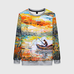 Свитшот женский Рыбак на лодке, цвет: 3D-меланж