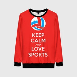 Свитшот женский Keep Calm & Love Volleyball, цвет: 3D-черный