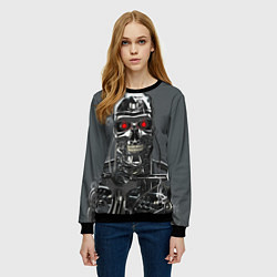 Свитшот женский Скелет Терминатора, цвет: 3D-черный — фото 2