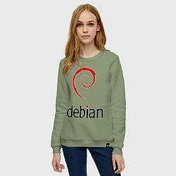 Свитшот хлопковый женский Debian, цвет: авокадо — фото 2
