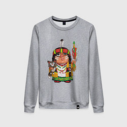 Свитшот хлопковый женский Забавные Индейцы 9, цвет: меланж
