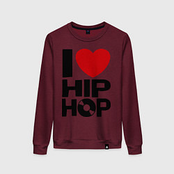 Свитшот хлопковый женский I love Hip Hop, цвет: меланж-бордовый