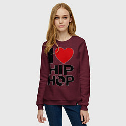 Свитшот хлопковый женский I love Hip Hop, цвет: меланж-бордовый — фото 2