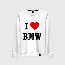 Свитшот хлопковый женский I love BMW, цвет: белый