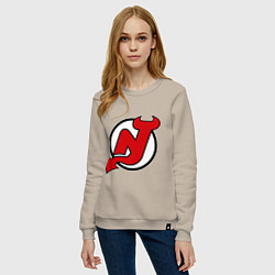 Свитшот хлопковый женский New Jersey Devils, цвет: миндальный — фото 2