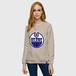 Свитшот хлопковый женский Edmonton Oilers, цвет: миндальный — фото 2