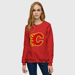 Свитшот хлопковый женский Calgary Flames, цвет: красный — фото 2