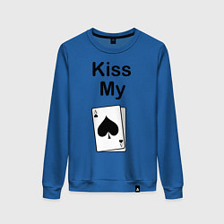 Свитшот хлопковый женский Kiss my card, цвет: синий