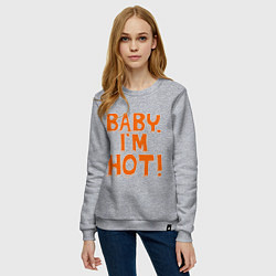 Свитшот хлопковый женский Baby, I am hot!, цвет: меланж — фото 2