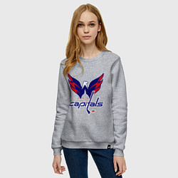 Свитшот хлопковый женский Washington Capitals: Ovechkin, цвет: меланж — фото 2