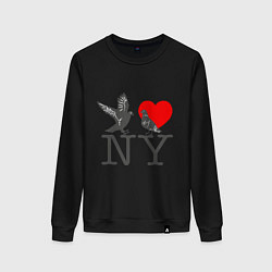 Свитшот хлопковый женский Birds: Love NY, цвет: черный