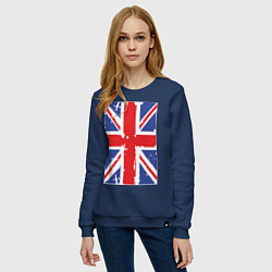 Свитшот хлопковый женский Британский флаг, цвет: тёмно-синий — фото 2