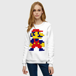 Свитшот хлопковый женский Pixel Mario, цвет: белый — фото 2
