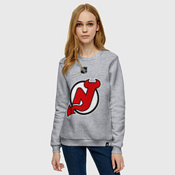 Свитшот хлопковый женский New Jersey Devils: Kovalchuk 17, цвет: меланж — фото 2