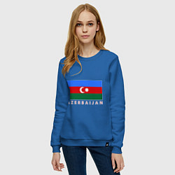 Свитшот хлопковый женский Азербайджан цвета синий — фото 2