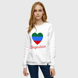 Свитшот хлопковый женский Dagestan: Heart Flag, цвет: белый — фото 2