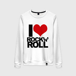 Свитшот хлопковый женский I love rock'n'roll, цвет: белый