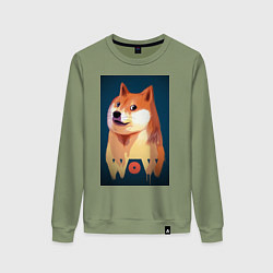 Свитшот хлопковый женский Wow Doge, цвет: авокадо