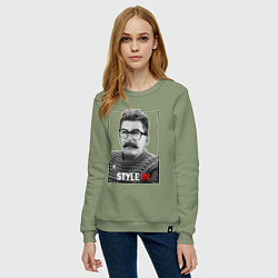Свитшот хлопковый женский Stalin: Style in, цвет: авокадо — фото 2