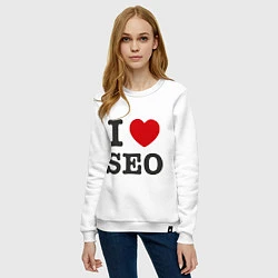 Свитшот хлопковый женский I love SEO, цвет: белый — фото 2