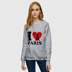 Свитшот хлопковый женский Я люблю Париж, цвет: меланж — фото 2